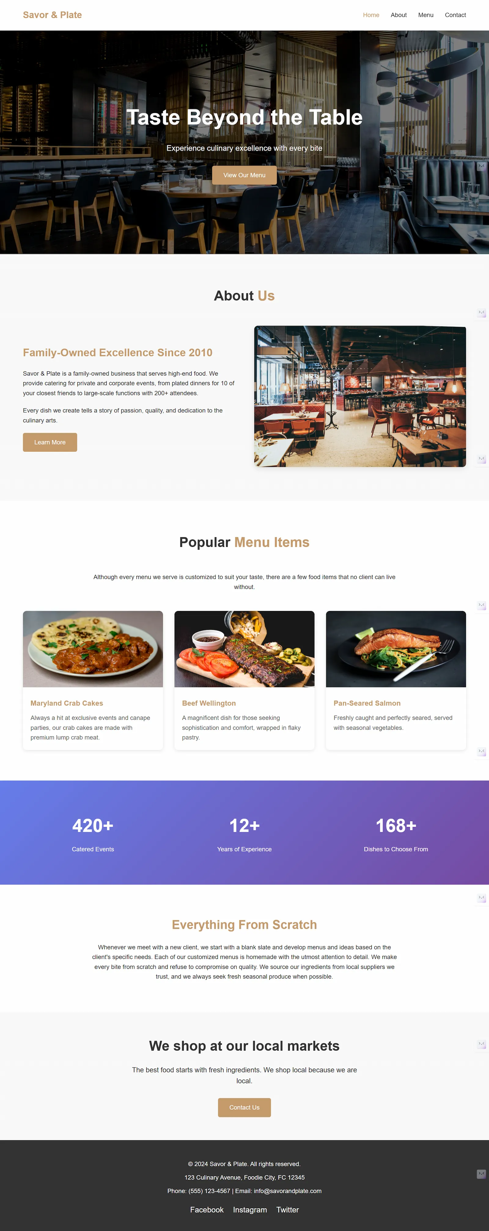 Taste Beyond The Table Website Preview